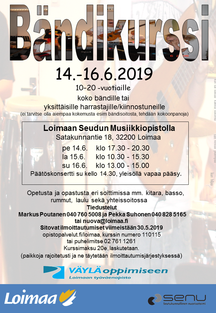 Bändileiri 14.-16.6.2019 Musiikkiopistolla
