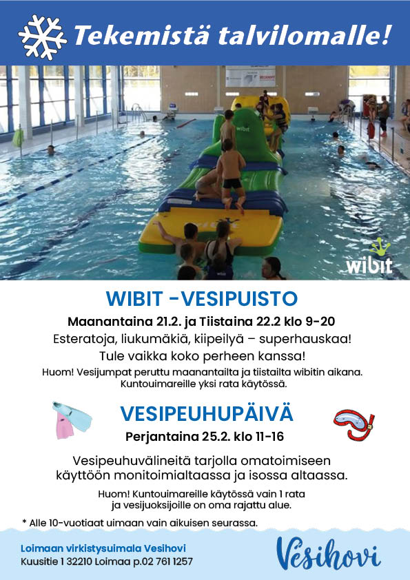 Wibit -vesipuisto Vesihovissa 21.2-22.2.